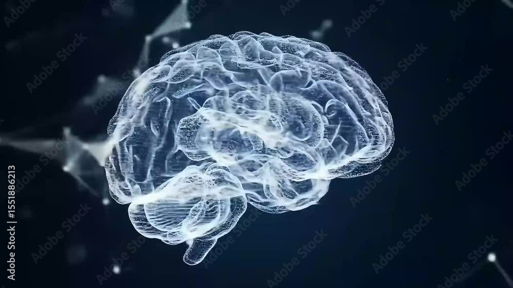 Aufkleber animated visualization of a transparent and illuminated human brain in motion