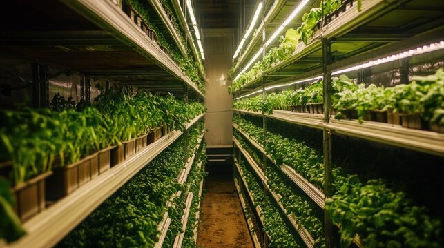 Indoor herb garden with shelves