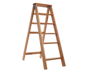 Foldable double-sided ladder isolated on white, practical for household or professional use.