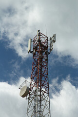 A red and white tower