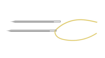 Silver Sewing Needle vector icon. Isolated on white needle illustration