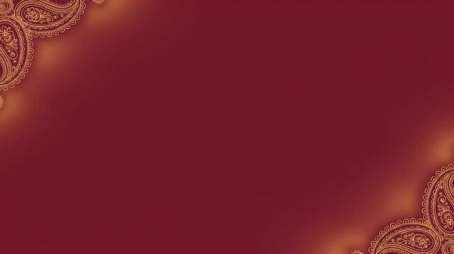 Simple maroon indian wedding background with gold paisley corners