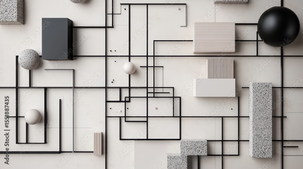 Aufkleber abstract composition of shapes and lines for ux design principles