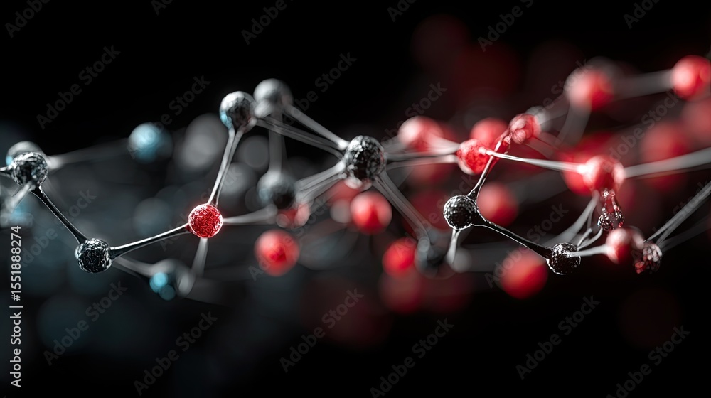 Poster abstract network connection concept: red blue black nodes and links
