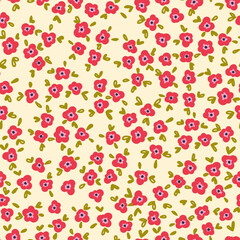 Coquette small flowers trellis seamless pattern. Preppy bouquets. Liberty style millefleurs texture