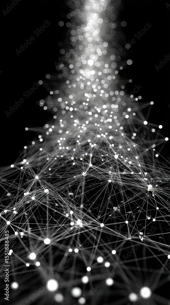 Poster abstract network connections glowing points and lines dark background