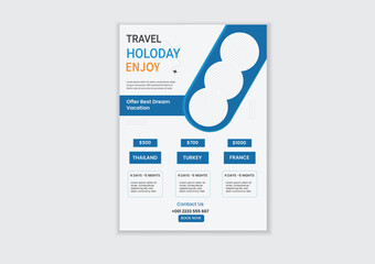 Vacation travel flyer design template. flyer design & brochure cover page template for travel agency	