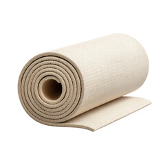 Rolled Natural Yoga Mat with Textured Surface for Comfort and Traction in Indoor or Outdoor Exercise Sessions Transparent background or PNG