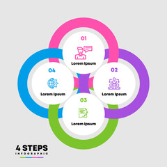 Circle chart infographic template with 4 options for presentations. Vector illustration Eps	
