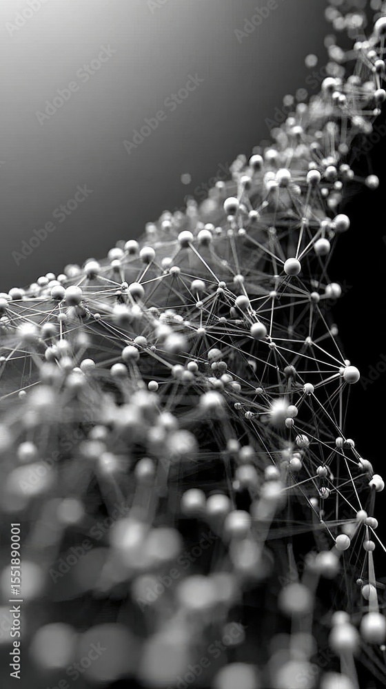 Poster abstract polygonal network structure digital node connections
