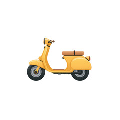 Obraz premium Bright Yellow Scooter with Retro Design for Urban Transport and Adventure, Ideal for Travel and City Exploration Transparent background or PNG