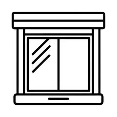 Window outline vector icon. Simple line art design for architectural visuals on white background.