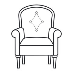 Diana beige wooden chair outline vector icon. Flat style line art design for classic seating