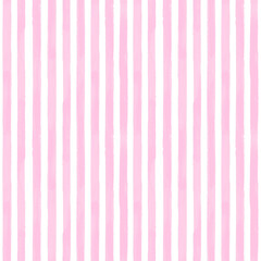 Seamless vertical watercolor stripe pattern in hot pink on white background