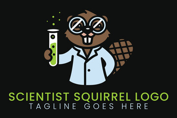 Scientist beaver logo design vector illustration science animal lab coat © ahmadfarazswl