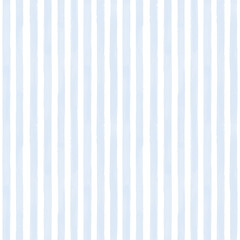 Seamless vertical watercolor stripe pattern in cerulean blue on white background