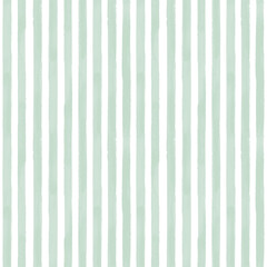 Seamless vertical watercolor stripe pattern in emerald green on white background
