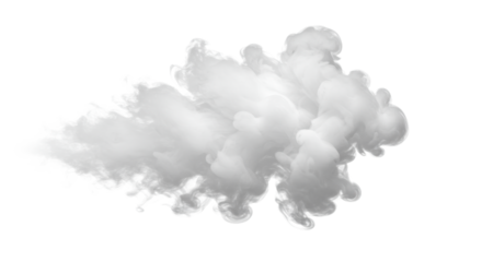 transparent smoke, a complex formation of wispy vapor, billows and drifts from dense to ethereal against a seamless, transparent background, isolated with no shadows. Concept of purity and silent