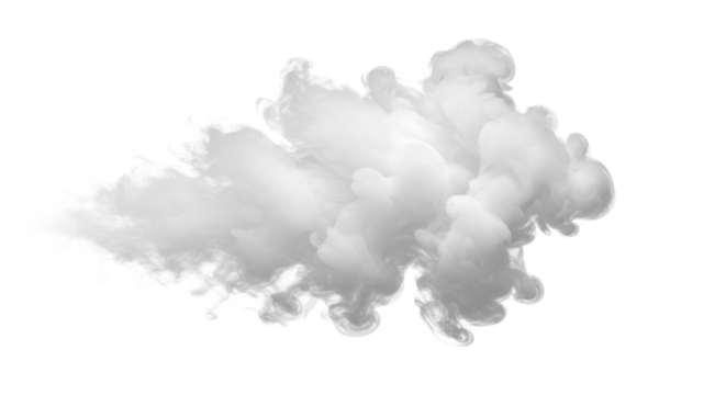 transparent smoke, a complex formation of wispy vapor, billows and drifts from dense to ethereal against a seamless, transparent background, isolated with no shadows. Concept of purity and silent