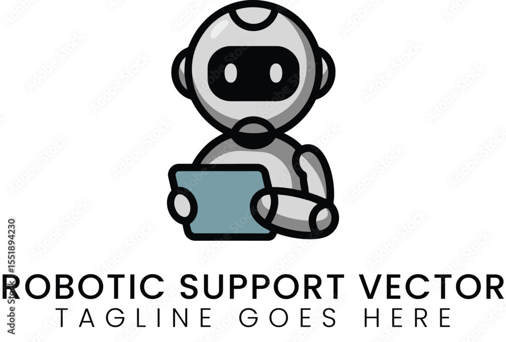 Poster robotics ai automation support assistance vector design illustration