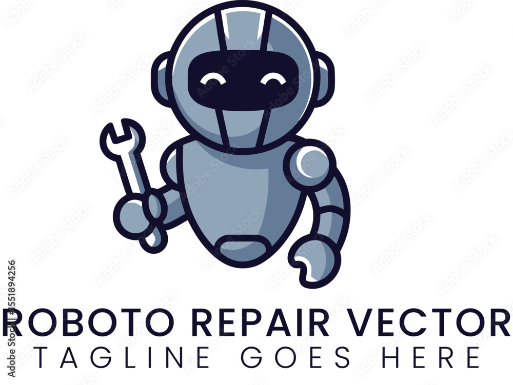 Poster robot repair service cute robot vector maintenance and automation design