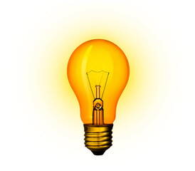 Illuminated Light Bulb Isolated PNG on Transparent Background Design