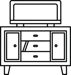 Record Player Cabinet Vector Drawing.