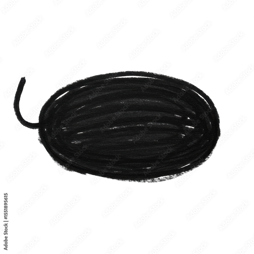 Aufkleber hand-drawn black oval with rough charcoal texture and an unfinished stroke on a pristine transparent