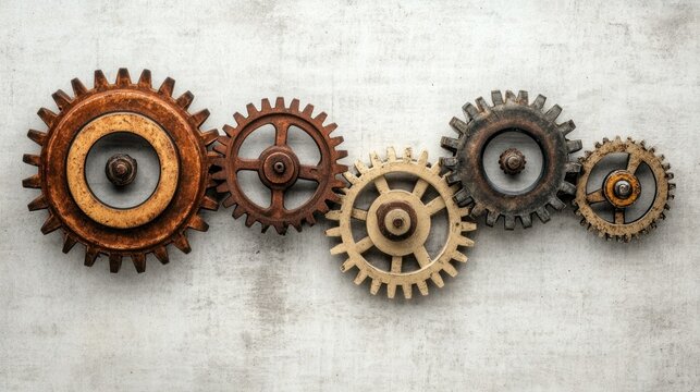 Interlocking gears on a wall