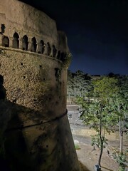 Tower Wall Detail of Charles V Castle at Night