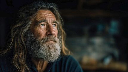 Powerful cinematic portrait of Abraham, the biblical patriarch, embodying faith and divine covenant in a dramatic Old Testament setting.