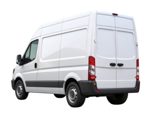 ‎3D Render of White Delivery Van Driving with Motion Blur and Blank Surface, Transparent Background ‎