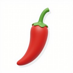High-resolution 3D rendering of a red chili pepper.  The pepper is depicted in an isolated, studio setting, displaying realistic details. This image is perfect for food-related designs, 