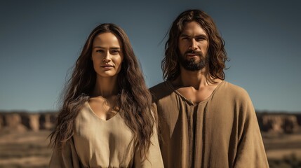 Jesus Christ reaching out to Mary Magdalene with compassion and grace, biblical moment, emotional connection, cinematic lighting, spiritual and inspiring scene