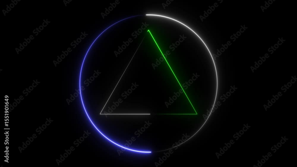 Poster neon triangle with smoke, gradient led border, portal with haze clouds. abstract retro tech backgrou