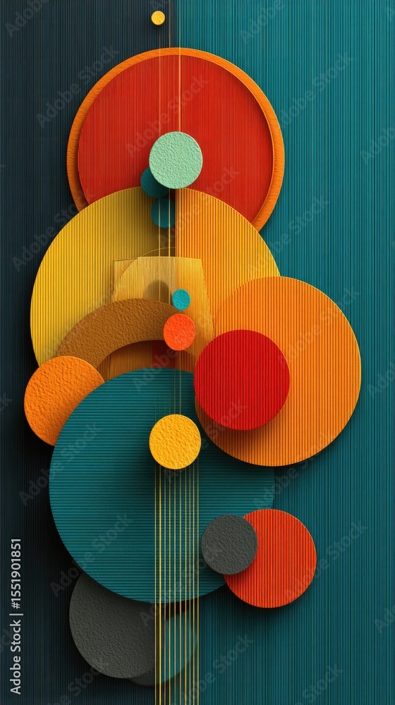 Poster abstract colorful circles overlapping on textured background