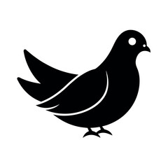 Flying dove silhouette icon. Line art vector for love and tranquility illustrations.