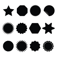 Sticker frame set with star and rounded shapes as vector illustration for design and decoration projects.
