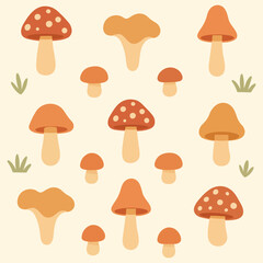 Colorful Mushroom Characters Flat Vector Illustration