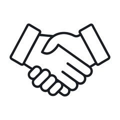 Business handshake outline icon. Elegant line art vector for contract and deal visuals.