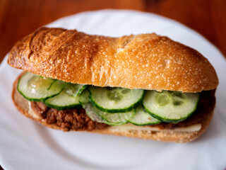 Crispy Fried Chicken Sandwich with Fresh Cucumbers