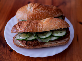 Delicious Homemade Fried Chicken Sandwich with Cucumbers