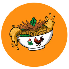 vector illustration of chicken noodles