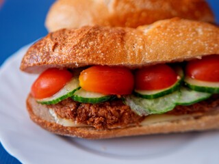 Crispy Fried Chicken Sandwich with Fresh Vegetables