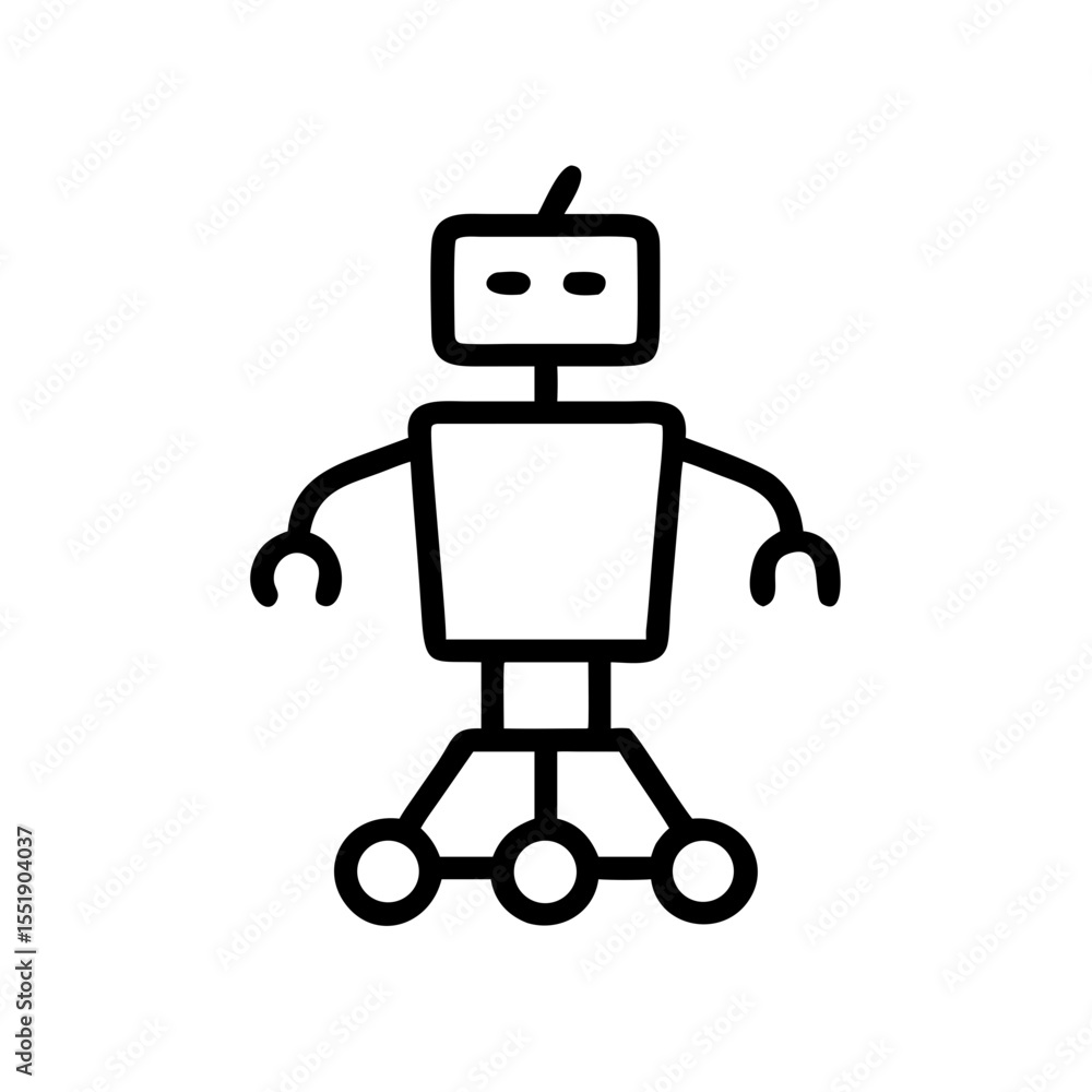 Aufkleber a simple line drawing of a robot isolated on white background