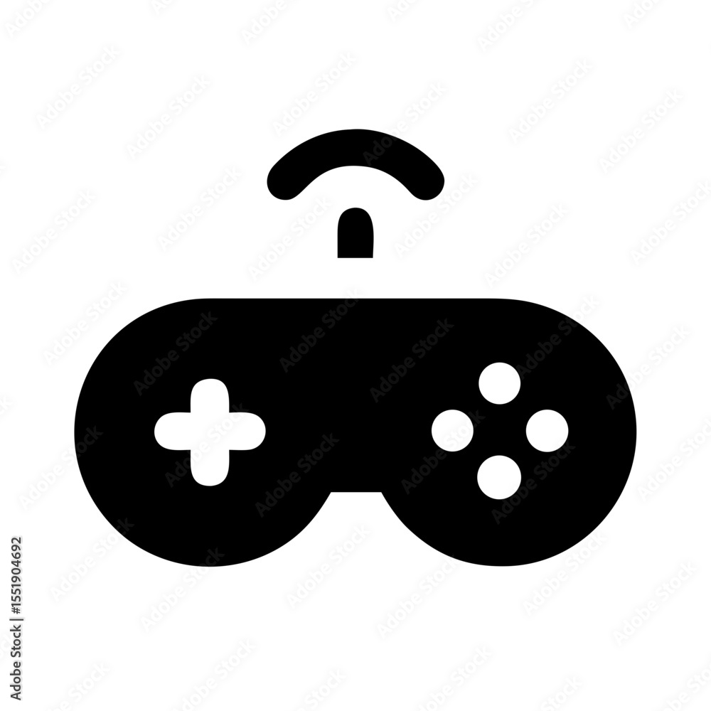 Poster wireless game controller with plus sign and four dots isolated on white background