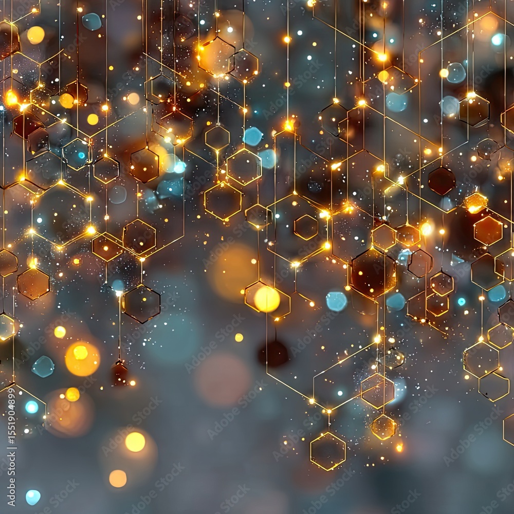 Aufkleber abstract festive background with glowing hexagon pattern