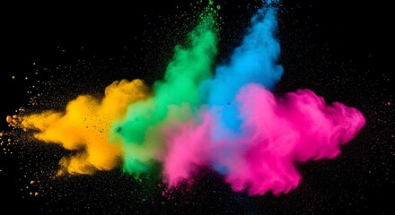 Colorful abstract smoke background with bright light and fiery texture on black backdrop
