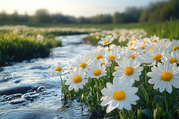 Water flowing through a serene stream.
