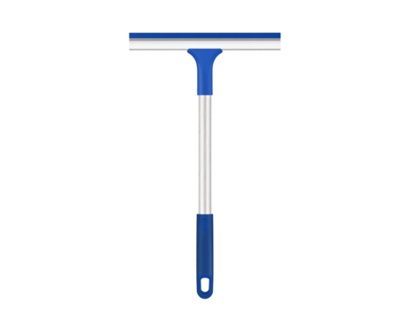 Plastic squeegee for window or floor cleaning, isolated on white.
